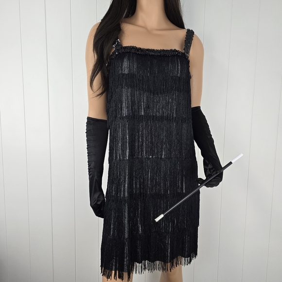Flapper Fringe Dress CostumesUSA Amscan 1920’s Size Large - Picture 3 of 12